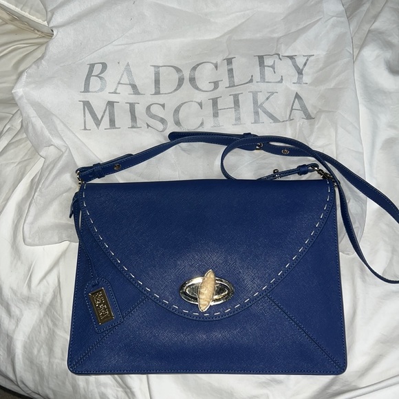 NWOT Badgley Mischka cobalt blue envelope clutch and crossbody - Picture 1 of 6
